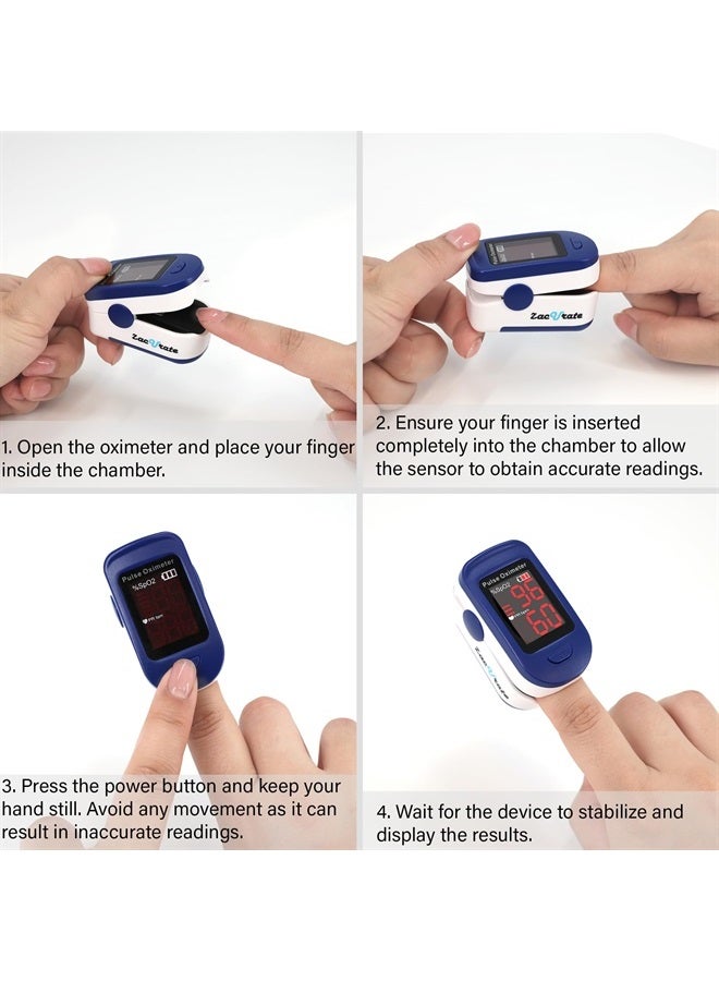 Zacurate 500BL Fingertip Pulse Oximeter Blood Oxygen Saturation Monitor with Batteries Included - Navy Blue - Image 4