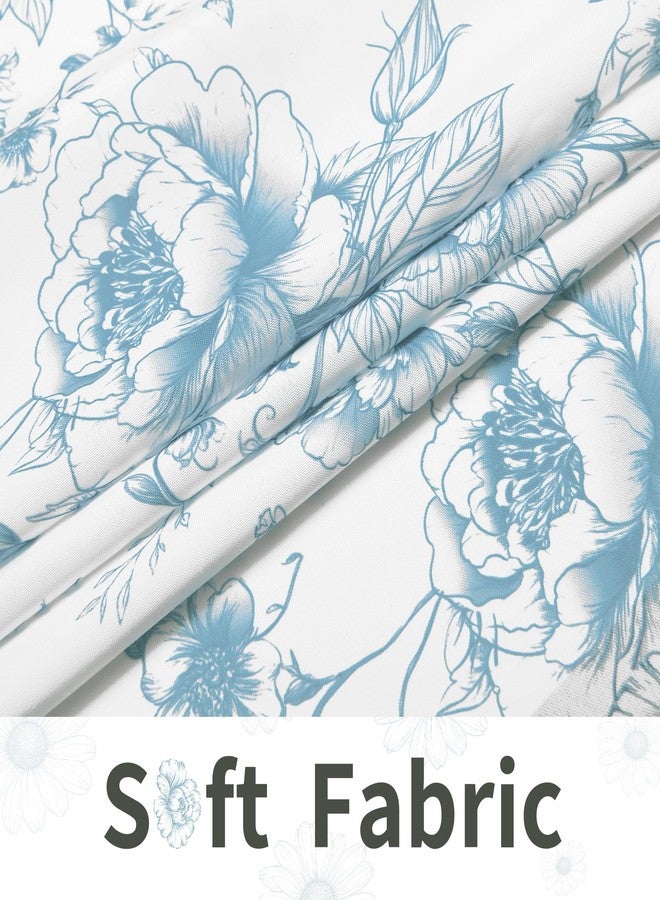 XWZO Vintage Floral Shower Curtain, Botanical Farmhouse Shower Curtains for Bathroom, Waterproof Fabric Cottagecore Shower Curtain Set with 12 Hooks, 72 x 72 Inches, Peony Bloom Blue - Image 4