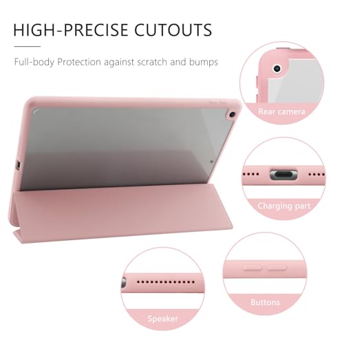 JOYLAND Pink Hibiscus Flower Pattern Case for iPad (A16) 11th Gen 2025 11-inch/10th Gen 2022 10.9 inch, Clear Acrylic Hard Back Case with Pencil Holder Trifold Stand Tablet Cover for Women - Image 4