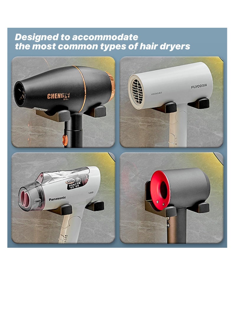 SOLARAE حامل مجفف الشعر المثبت على الحائط، حماية سيليكون غير قابلة للانزلاق، حامل مجفف شعر قوي لتحمل الاستخدام في الحمام، تخزين مجفف الشعر، تركيب لاصق، مناسب لخزائن الحمام - Image 2