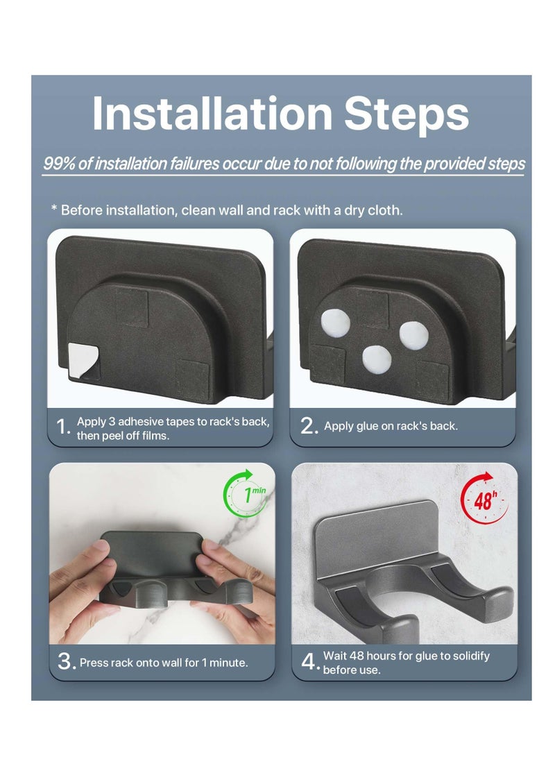 SOLARAE حامل مجفف الشعر المثبت على الحائط، حماية سيليكون غير قابلة للانزلاق، حامل مجفف شعر قوي لتحمل الاستخدام في الحمام، تخزين مجفف الشعر، تركيب لاصق، مناسب لخزائن الحمام - Image 5