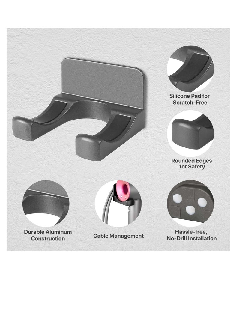 SOLARAE حامل مجفف الشعر المثبت على الحائط، حماية سيليكون غير قابلة للانزلاق، حامل مجفف شعر قوي لتحمل الاستخدام في الحمام، تخزين مجفف الشعر، تركيب لاصق، مناسب لخزائن الحمام - Image 3