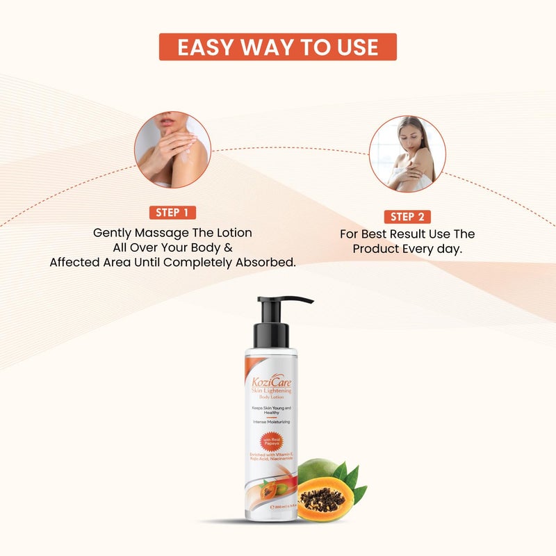 Kozicare Cream Papaya Body Lotion 200ml  Shea Butter  Niacinamide  Kojic Acid Body Lotion for Women  Men  Skin Lightening  Hydrating  Non Greasy  Fast Absorption  Moisturizer for Body  Pack of 2 - Image 5