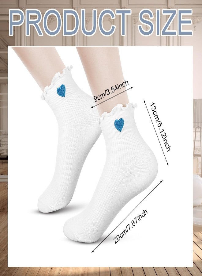 Cutecrop جوارب نسائية من كيوت كروب، 8 أزواج، بتصميم قلوب مزينة بكشكشة، جوارب قطنية قصيرة، تصميم قلوب لطيف، ناعمة ومريحة، هدية مثالية للأمهات والسيدات - Image 3