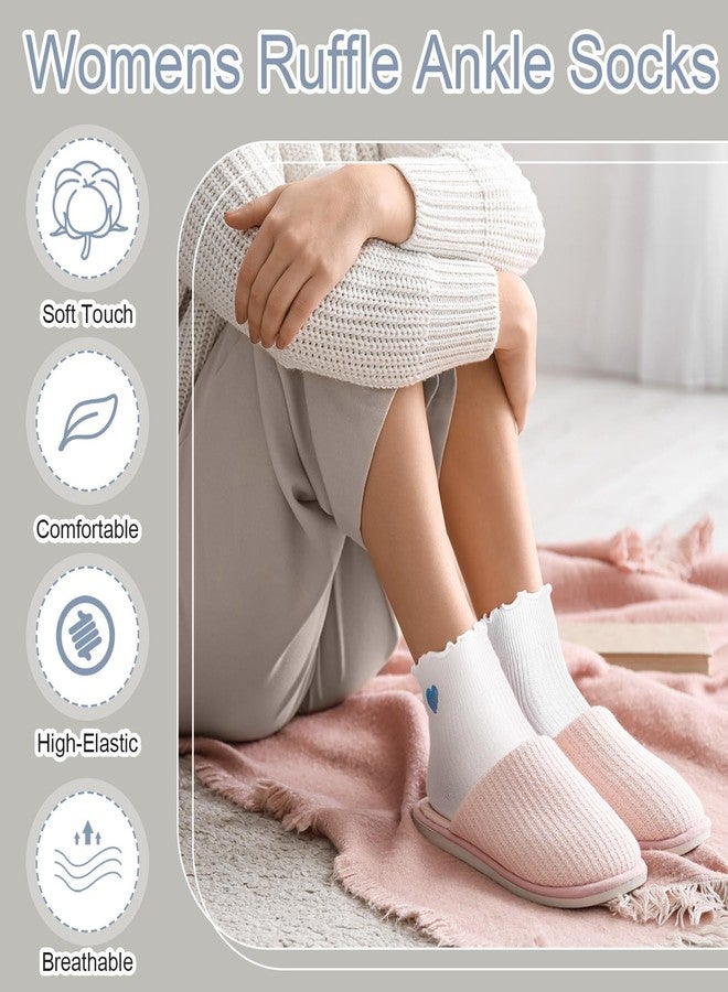 Cutecrop جوارب نسائية من كيوت كروب، 8 أزواج، بتصميم قلوب مزينة بكشكشة، جوارب قطنية قصيرة، تصميم قلوب لطيف، ناعمة ومريحة، هدية مثالية للأمهات والسيدات - Image 4