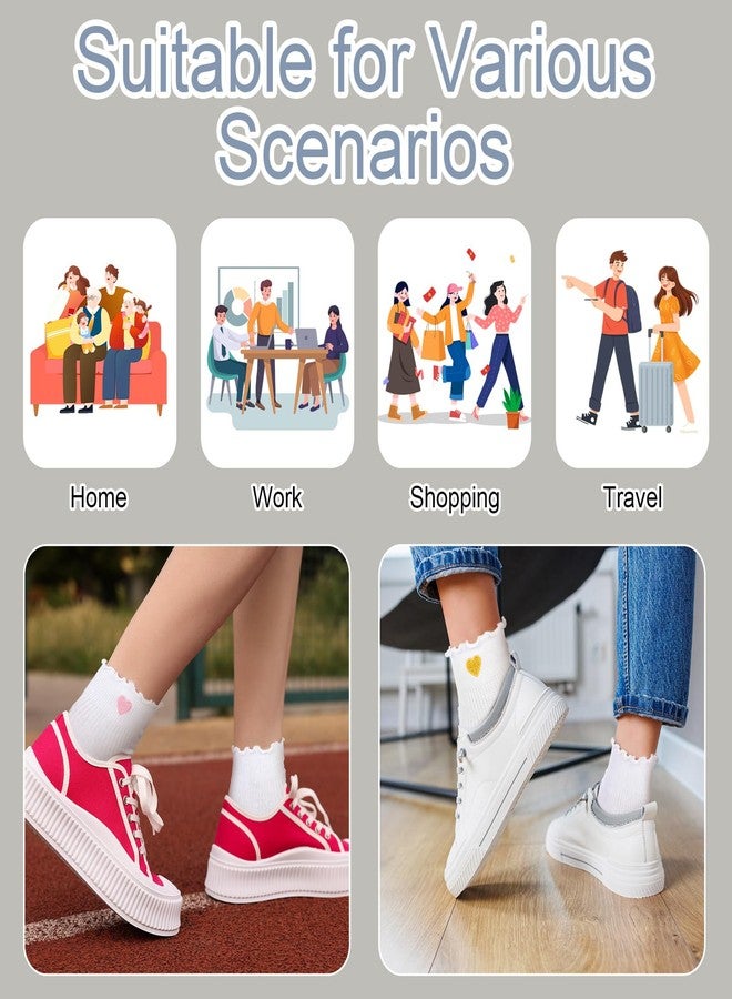 Cutecrop جوارب نسائية من كيوت كروب، 8 أزواج، بتصميم قلوب مزينة بكشكشة، جوارب قطنية قصيرة، تصميم قلوب لطيف، ناعمة ومريحة، هدية مثالية للأمهات والسيدات - Image 5