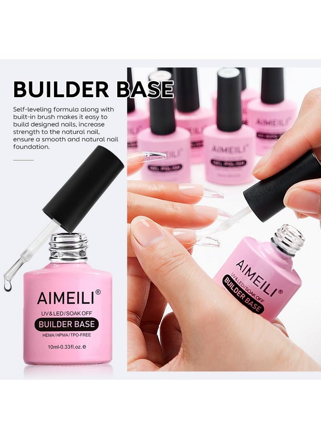 AIMEILI AIMEILI Builder Base Clear Sheer Color Gel, No Need Slip Solution Builder Extension, Soak Off Gel Nail Polish 6pcs X 10ml - Kit Set 36  - Image 3