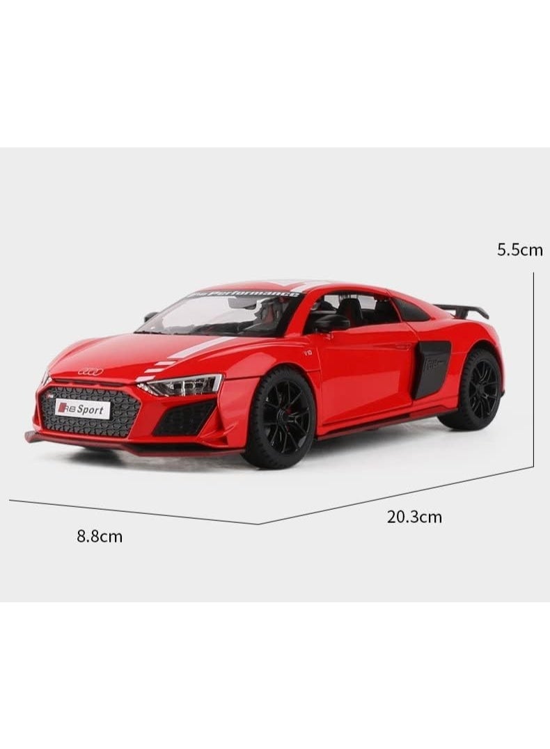 HAIZOL Audi R8 V10 Die-Cast Model Car 1:24 Scale | Alloy Body with Lights, Engine Sound & Pull-Back Action | Openable Doors | Premium Collectible Toy - Image 5
