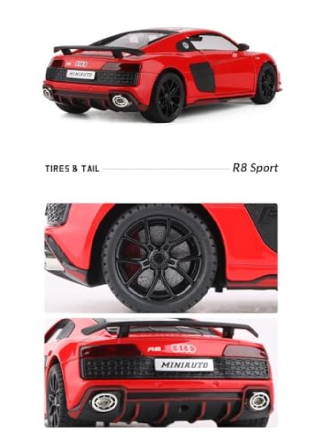 HAIZOL Audi R8 V10 Die-Cast Model Car 1:24 Scale | Alloy Body with Lights, Engine Sound & Pull-Back Action | Openable Doors | Premium Collectible Toy - Image 4