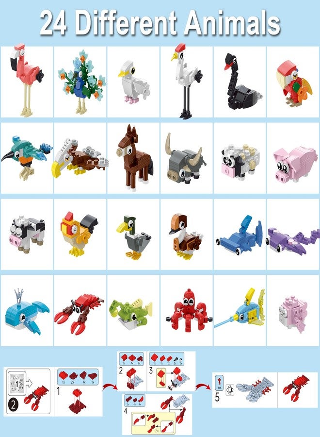 ENJBRICK Mini Animals Building Blocks Set, 24 Pack Party Favors for Kids Goodie Bag Fillers and Classroom Prizes, Unique Birthday Gifts for Boys and Girls, 762 Pcs - Image 2