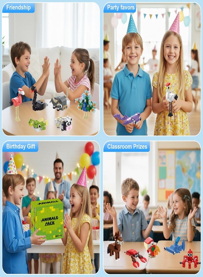 ENJBRICK Mini Animals Building Blocks Set, 24 Pack Party Favors for Kids Goodie Bag Fillers and Classroom Prizes, Unique Birthday Gifts for Boys and Girls, 762 Pcs - Image 3