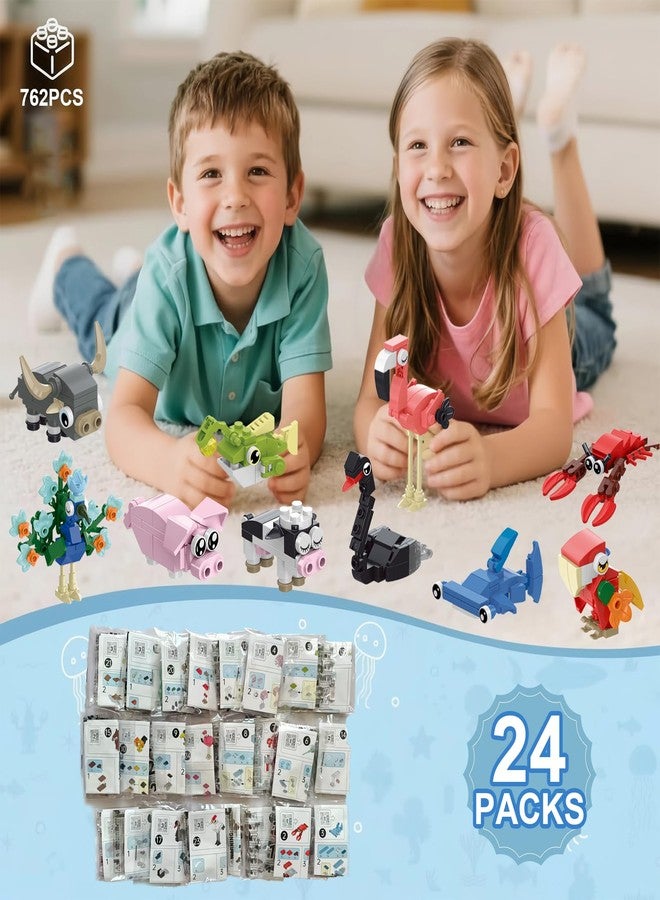 ENJBRICK Mini Animals Building Blocks Set, 24 Pack Party Favors for Kids Goodie Bag Fillers and Classroom Prizes, Unique Birthday Gifts for Boys and Girls, 762 Pcs - Image 5