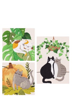 SYOSI Cat Embroidery Kit, Adult Embroidery Kit, DIY Adult Beginner Cross Stitch Kits Set of 3 Patterns, with 3 Sets of Threads, Needles and Instruction Manual  - Image 2