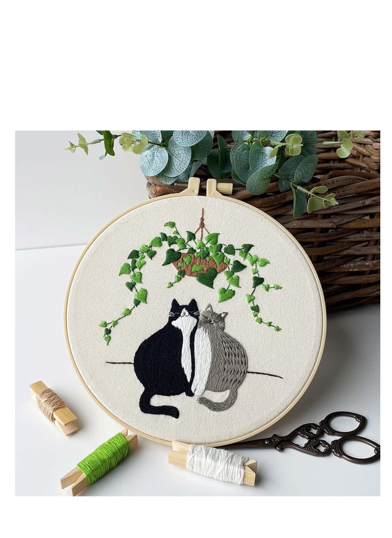 SYOSI - Cat Embroidery Kit, Adult Embroidery Kit, DIY Adult Beginner Cross Stitch Kits Set of 3 Patterns, with 3 Sets of Threads, Needles and Instruction Manual - Image 1