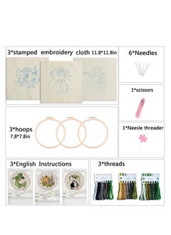 SYOSI Cat Embroidery Kit, Adult Embroidery Kit, DIY Adult Beginner Cross Stitch Kits Set of 3 Patterns, with 3 Sets of Threads, Needles and Instruction Manual  - Image 4