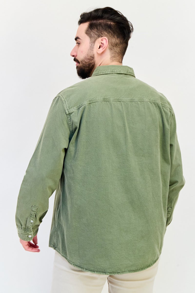 Celio قميص جينز رجالي بأكمام طويلة وقصة عادية، أخضر - Image 2