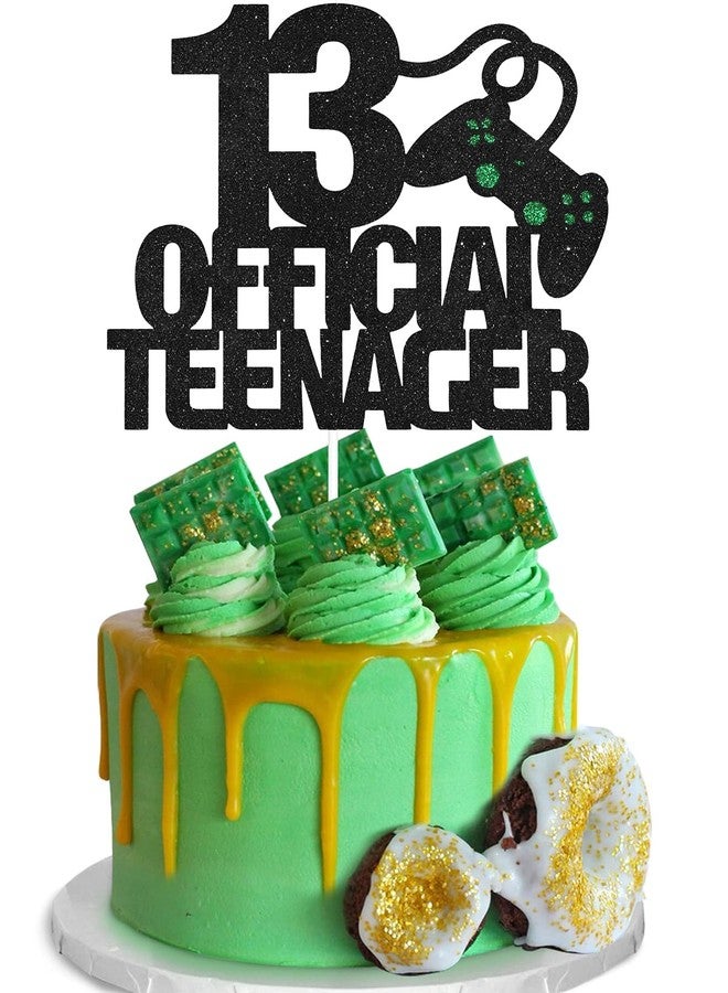 Festiko®13 Official Teenager Game Birthday Cake Topper - Video Game Boy's 13th Birthday Level Up Party Cake Supplies - Game On Winner Party Decoration - Image 1