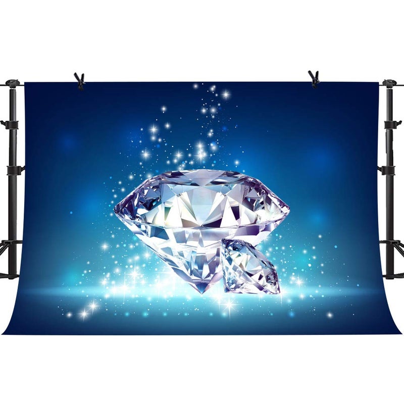 PHMOJEN Twinkle Silver Diamond Backdrop Navy Blue Photography Background for Wedding Theme Party Vinyl 10x7ft Banner LYPH283