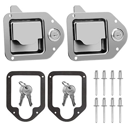 BAUMFEUER Truck Tool Box Latch Replacement 304 Stainless Steel Toolbox Paddle Lock Replacement Handle with Keys for Truck RV Trailer UTV ATV Box 2 Pack - Image 1