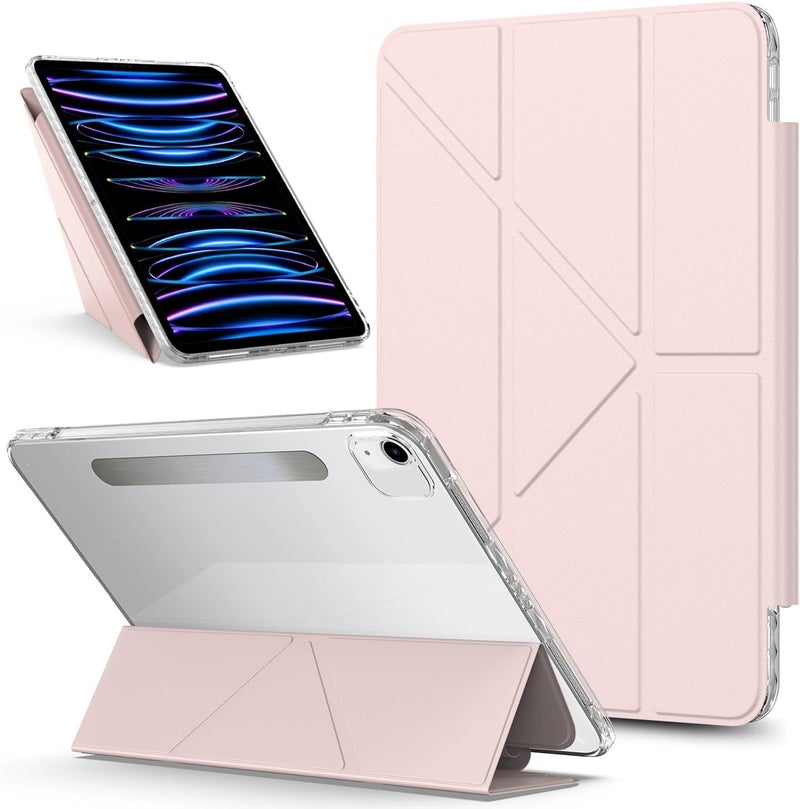 for iPad Air 13 Inch Case M3 2025/ M2 2024 Cases Detachable Magnetic Cover Slim Protective Case,Multi-Angle Viewing Transparent Back Stand Shockproof Shell(Pink) - Image 1