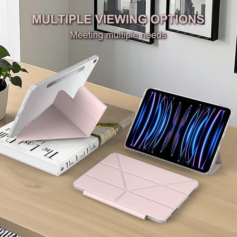 for iPad Air 13 Inch Case M3 2025/ M2 2024 Cases Detachable Magnetic Cover Slim Protective Case,Multi-Angle Viewing Transparent Back Stand Shockproof Shell(Pink) - Image 3