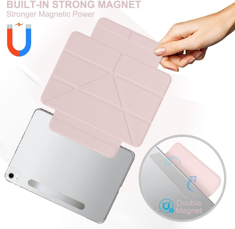 for iPad Air 13 Inch Case M3 2025/ M2 2024 Cases Detachable Magnetic Cover Slim Protective Case,Multi-Angle Viewing Transparent Back Stand Shockproof Shell(Pink) - Image 5