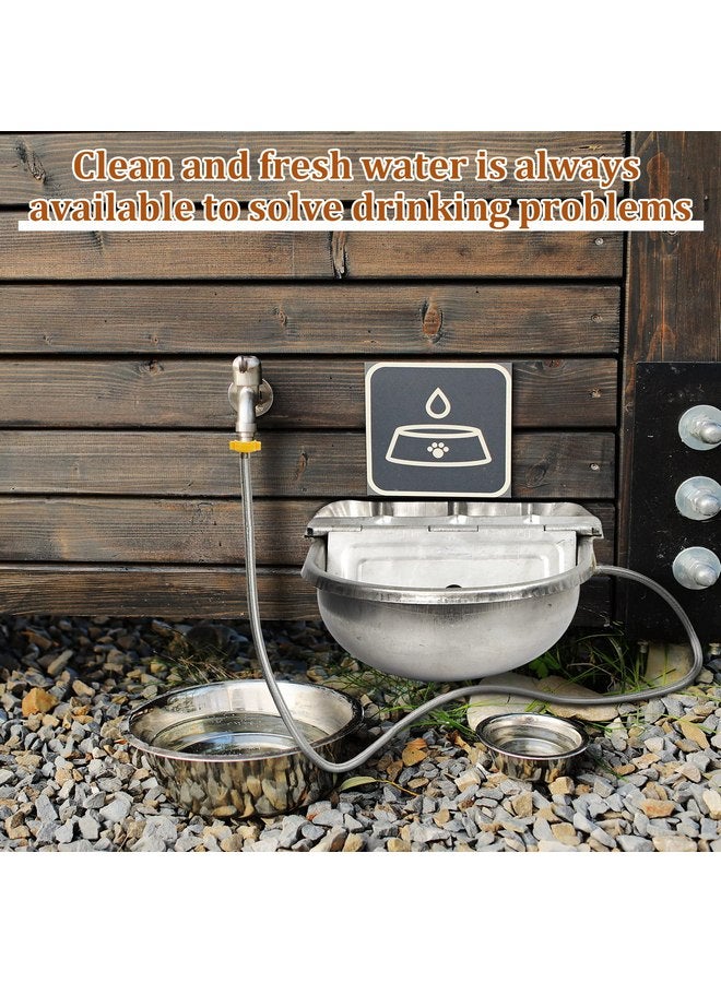 Tessco 2 Sets 4L/135oz Automatic Animal Drinking Water Trough Bowl with Float Valve Waterer Kit Livestock for Dog Horse with Pipe Connector Countersunk Bolt(Normal Style,Stainless Steel) - Image 5