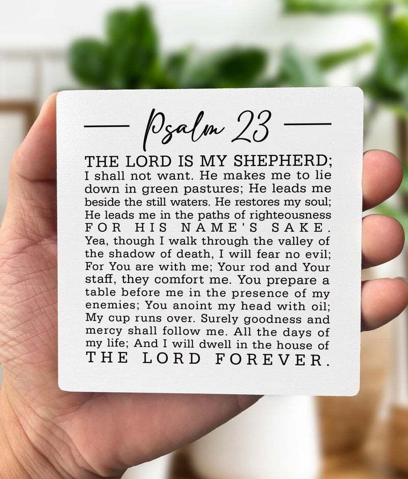 Gkwa Christian Quote Wood Plaque Gift, Psalm 23- the Lord is My Shepherd, Plaque with Wooden Stand, Wood Sign, Christian Bible Verse Gift, Family Religious Home Décor - Image 3