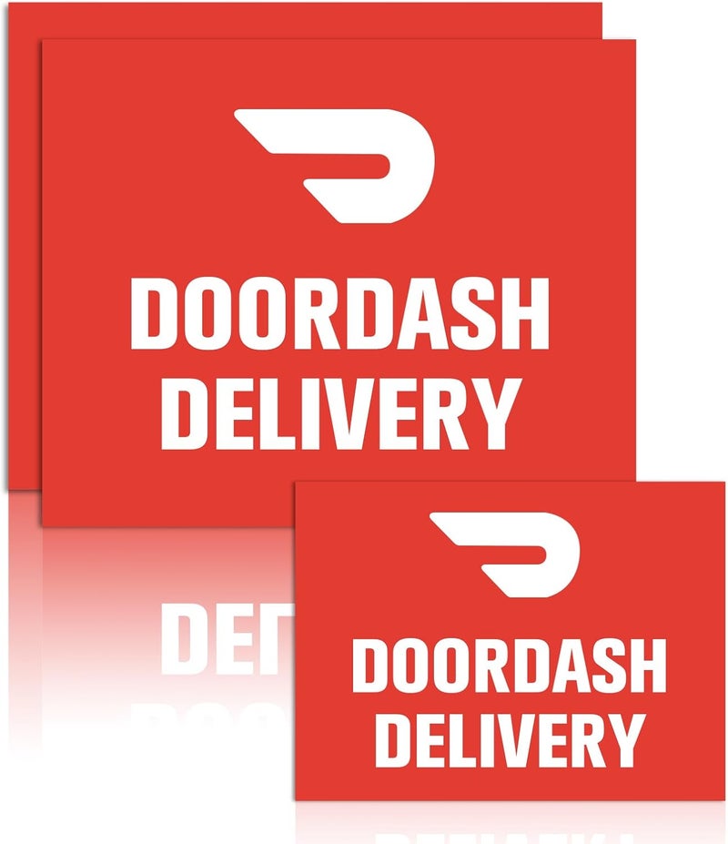مجموعة من 3 لافتات مغناطيس السيارة DoorDash لسائقي التوصيل، ملصقات مغناطيسية للمركبات قابلة لإعادة الاستخدام والإزالة باللون الأحمر - Image 1