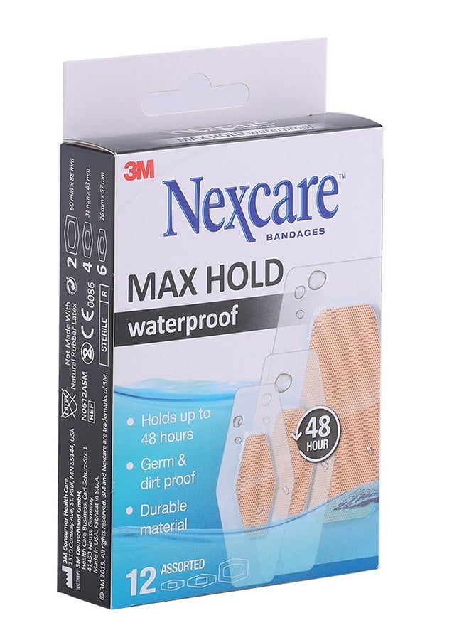 3M Max Hold Waterproof Bandage 12'S