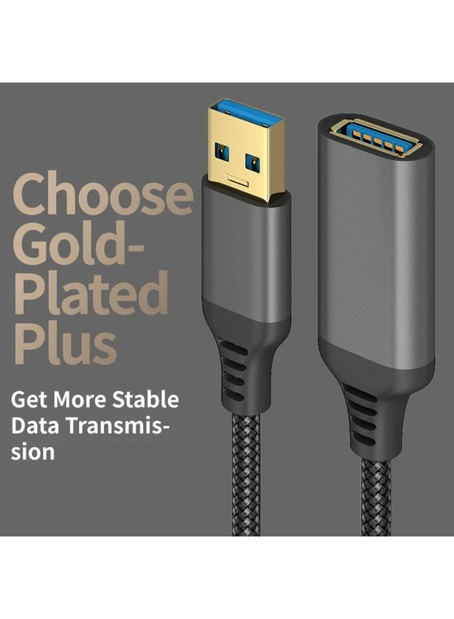 كابل تمديد USB 3.0 بطول 2 متر، مضفر، ذكر إلى أنثى، بيانات عالية السرعة، أسود - Image 4