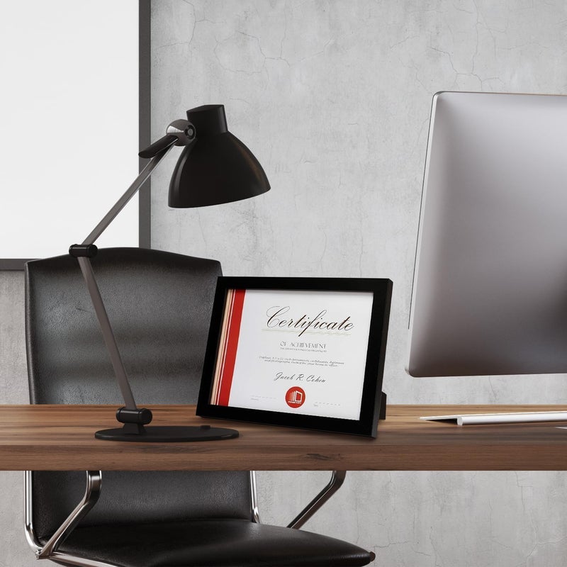 Frametory, 8.5 x 11 Picture Frame with Back Hangers for Wall Display, Easel Stand for Tabletop, for Certificates, Documents, Awards, Acknowledgements, Wide Molding (Black, 1-Pack) - Image 5