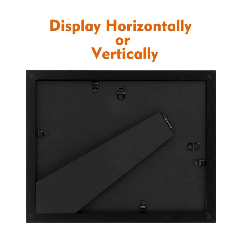 Frametory, 8.5 x 11 Picture Frame with Back Hangers for Wall Display, Easel Stand for Tabletop, for Certificates, Documents, Awards, Acknowledgements, Wide Molding (Black, 1-Pack) - Image 3