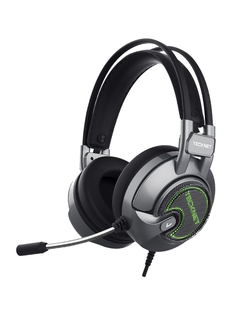 TECKNET Gaming Headset, 7.1 USB Surround Sound Headphones Headband With 2.2 Meter Cable, Blue LED Lighting, Noise Cancelling Microphone and Volume Control for PC Computer Laptop  - Image 1