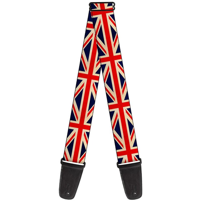 Buckle Down Buckle-Down Guitar Strap - Vintage United Kingdom Flags - 2" Wide - 29-54" Length - Image 1