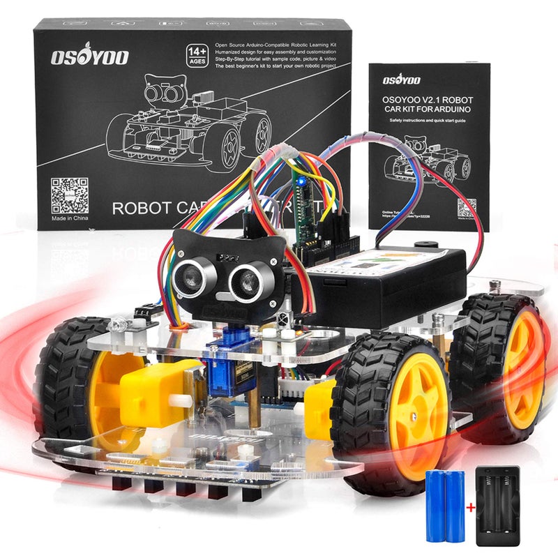 OSOYOO V2.1 Smart IOT Robot Car Kit for Arduino - Early STEM Education for Beginner and Teenager – Learn Circuit, Sensor - Get Hands-on Experience on Programming, Electronics Assembling, Robotics - Image 1