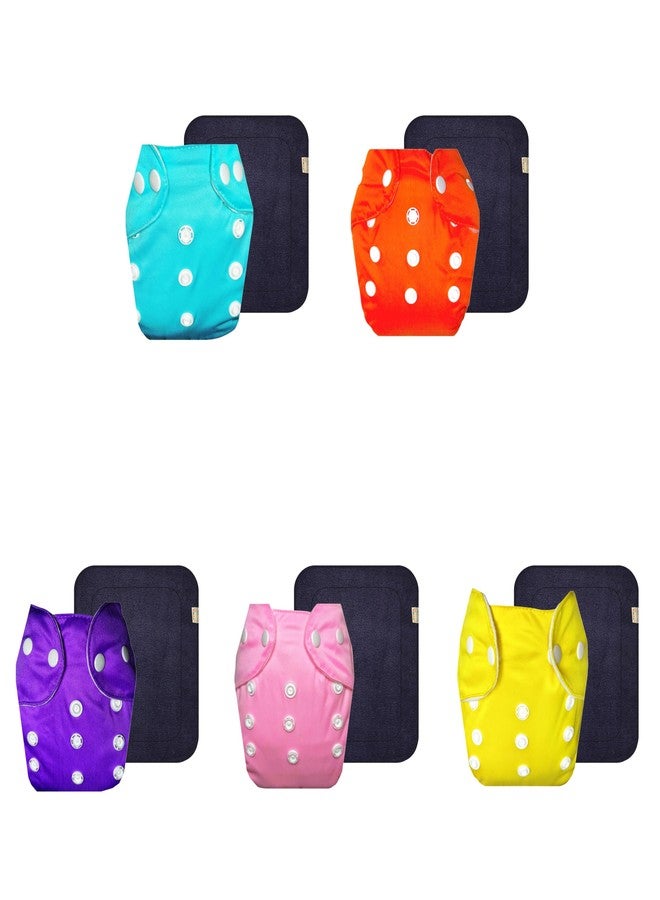 Dumbledo Lite Cloth Diaper with Gray Insert (Pack of 5) | Soft & Gentle | Breathable | Adjustable Snaps | Trusted by Moms | 3 Months - 2 Years | Unisex Baby - Image 1