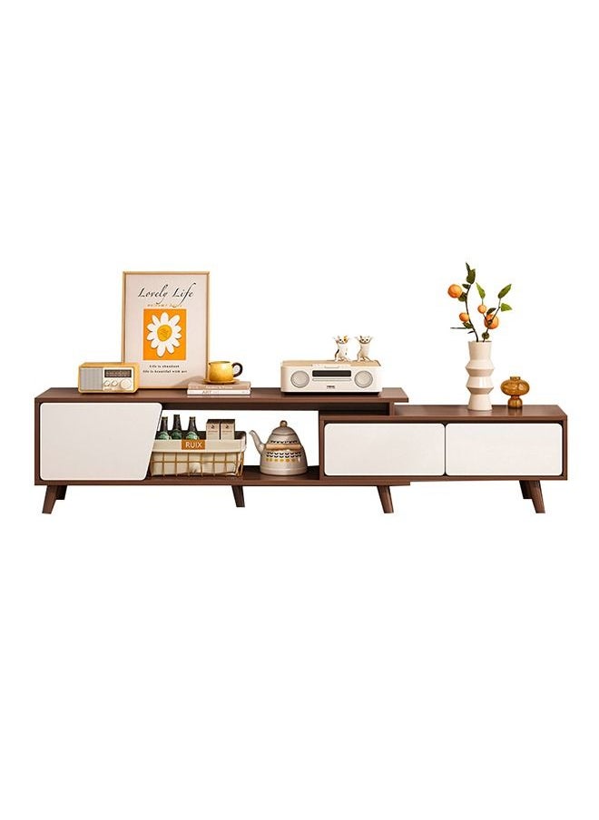 XiuWoo TV Table Adjustable Extendable TV Rack Cabinet Modern Media Storage Stand Console Table Adjustable Length 120-200cm Brown and White For Living room Bedroom Office  - Image 4