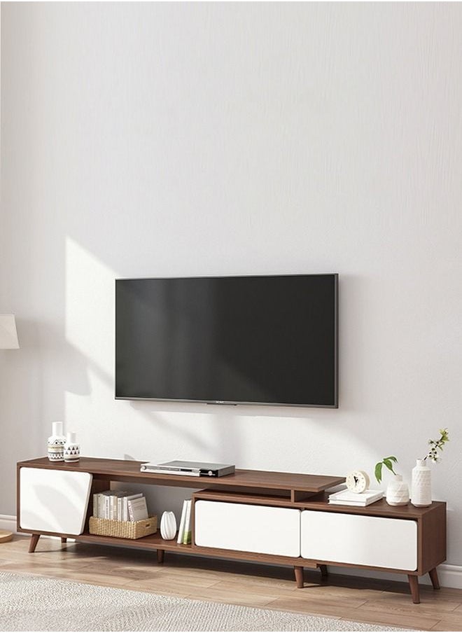 XiuWoo TV Table Adjustable Extendable TV Rack Cabinet Modern Media Storage Stand Console Table Adjustable Length 120-200cm Brown and White For Living room Bedroom Office  - Image 1