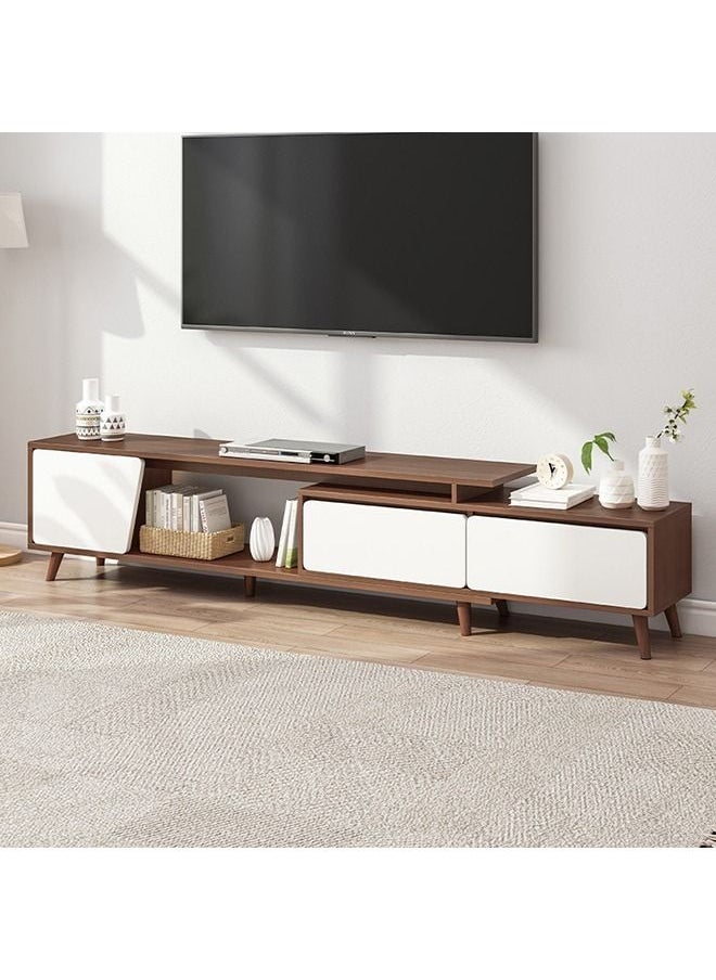 XiuWoo TV Table Adjustable Extendable TV Rack Cabinet Modern Media Storage Stand Console Table Adjustable Length 120-200cm Brown and White For Living room Bedroom Office  - Image 3