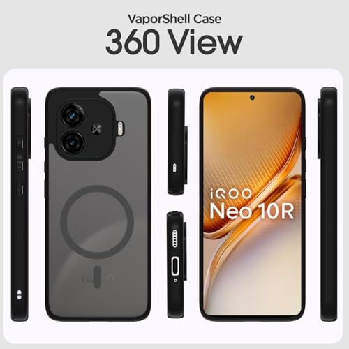 Pikkme Back Cover for iQOO Neo 10R 5G / iQOO Z9 Turbo 5G / Vivo Y200 GT 5G Compatible with Mag-Safe Smoke Back | Shockproof Design | Hard Transparent Back Case (Black Smoke Mag-Safe) - Image 2