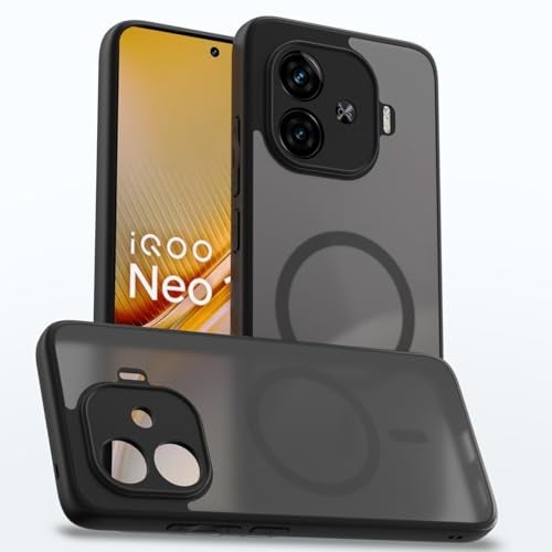 Pikkme Back Cover for iQOO Neo 10R 5G / iQOO Z9 Turbo 5G / Vivo Y200 GT 5G Compatible with Mag-Safe Smoke Back | Shockproof Design | Hard Transparent Back Case (Black Smoke Mag-Safe) - Image 1