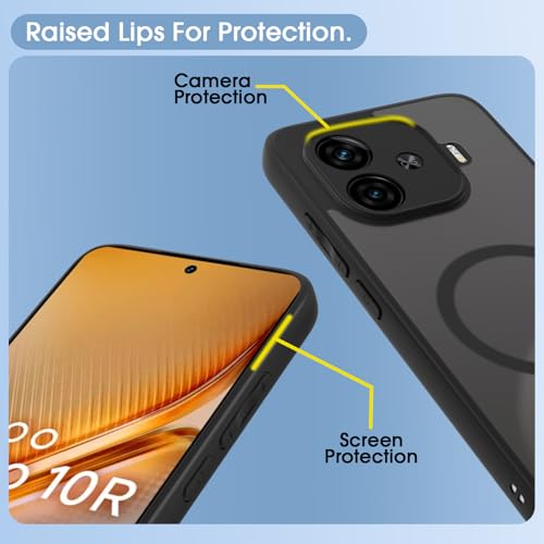 Pikkme Back Cover for iQOO Neo 10R 5G / iQOO Z9 Turbo 5G / Vivo Y200 GT 5G Compatible with Mag-Safe Smoke Back | Shockproof Design | Hard Transparent Back Case (Black Smoke Mag-Safe) - Image 4