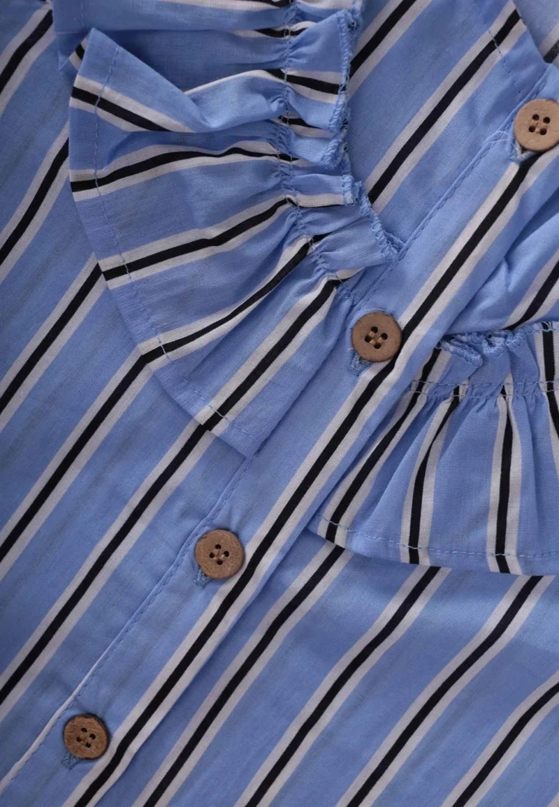 Cigit Patterned Frilly Shirt 2-8 Years Blue