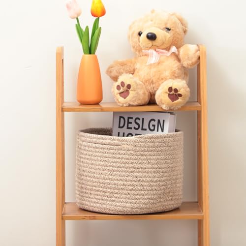 MiniArk Small Basket for Organizing | Cube Shelf Closet Storage Baskets | 9.7×9.7×7.1” | Woven Rope Gift Basket | Nursery | Round 3 Packs Mixed Brown - Image 5