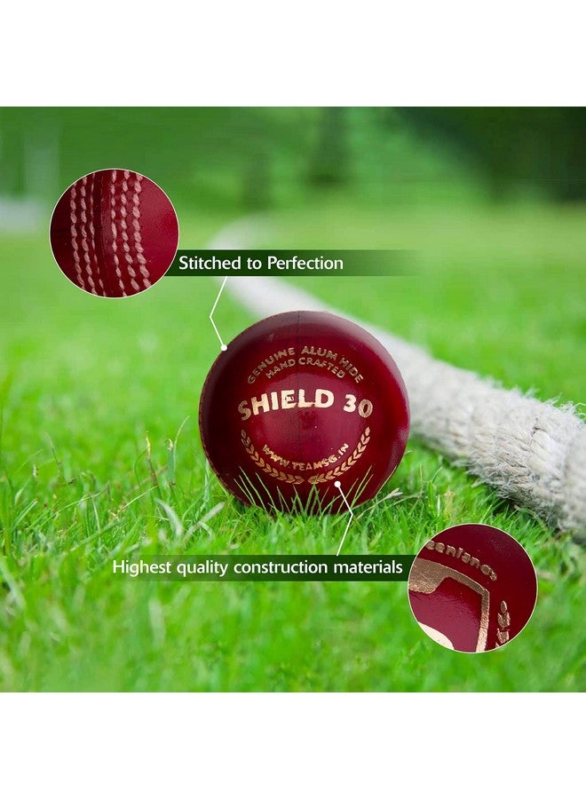 SG Shield 30 Four-Piece Water Proof Cricket Leather Ball (RED) - Image 4