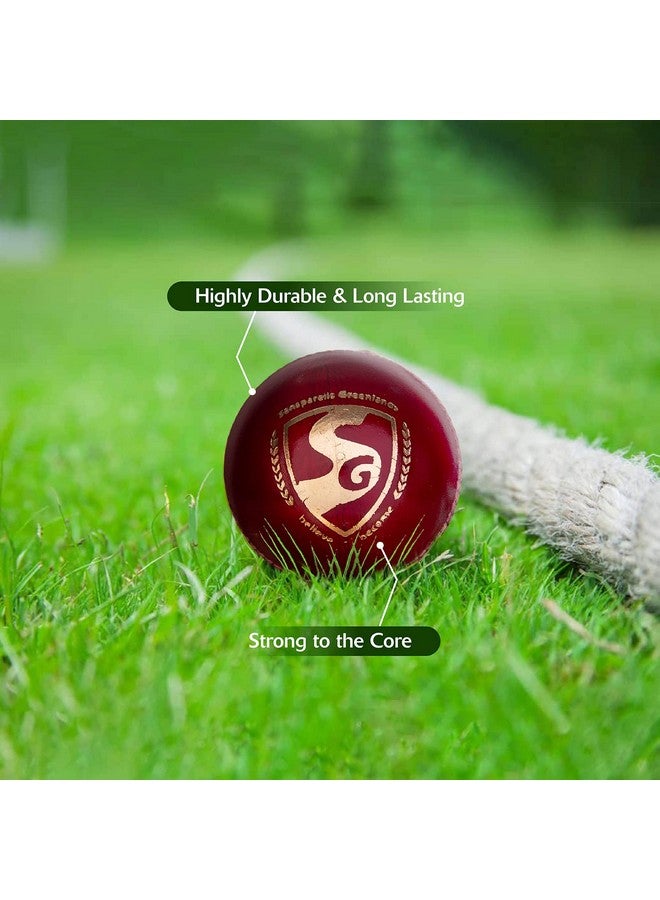 SG Shield 30 Four-Piece Water Proof Cricket Leather Ball (RED) - Image 5
