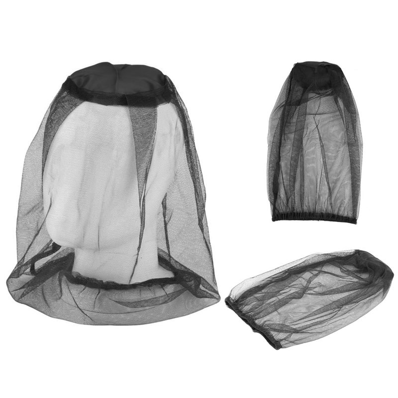 Mosquito Head Mesh Net: Black Fine Mesh Sturdy Stretchable Fabric - Portable Foldable Full Cover Hat Mask for Outdoor Camping Fishing Hiking Gardening - Image 1