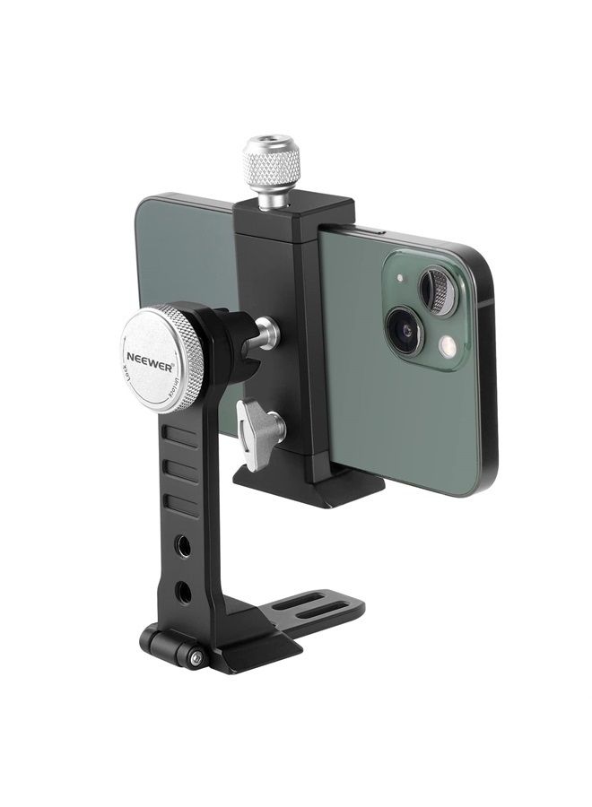 NEEWER Smartphone Tripod Mount Aluminum Alloy, 360° Rotatable Phone Holder with Cold Shoe Mount and Arca Type Base Compatible with iPhone 14 Pro Max Galaxy S22 Ultra Pixel and 2.6”–4” Wide Smartphones - Image 1