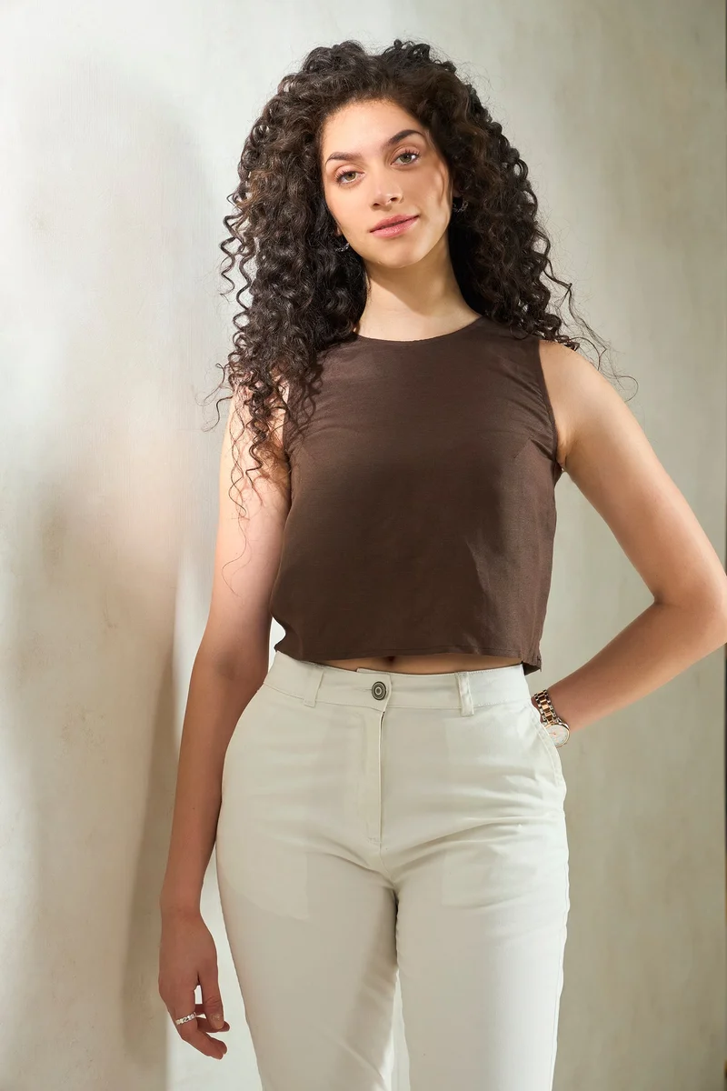 فيرجيو Linen Sleeveless Brunchwear Tops for Women